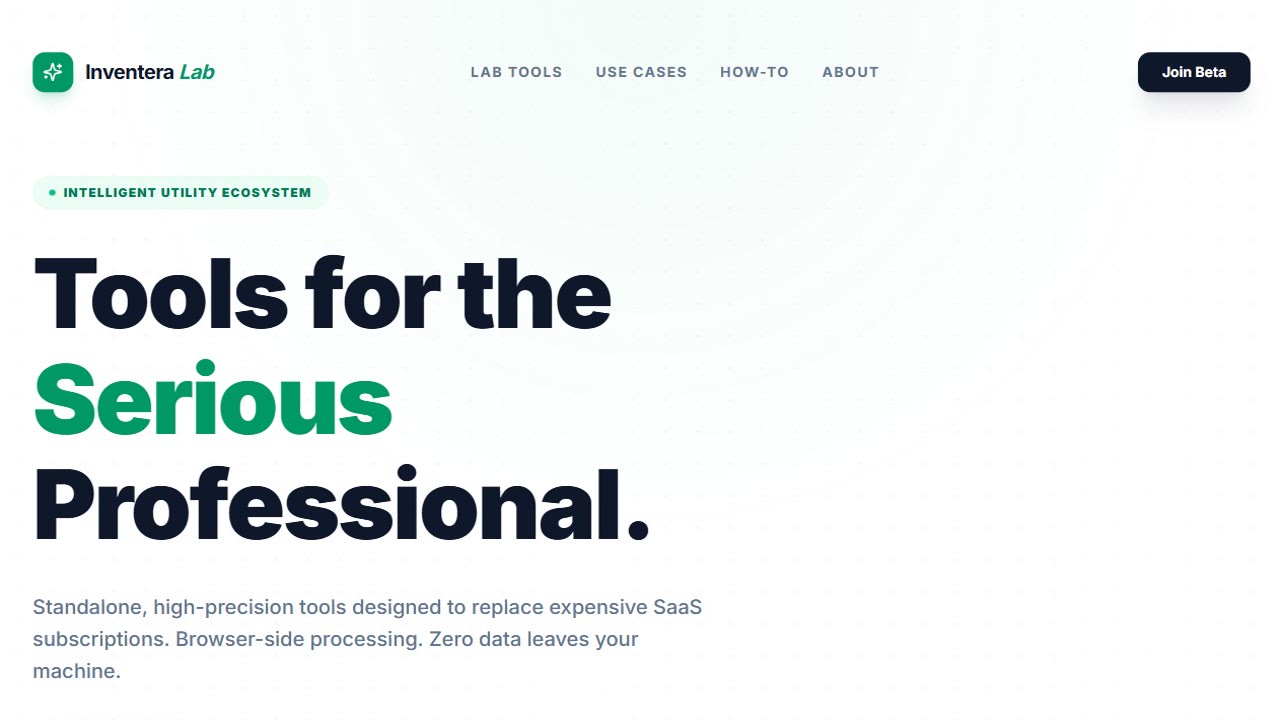 Inventera Lab — privacy-first professional utilities