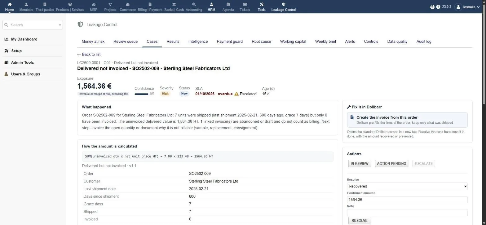 Leakage Control: amount, basis, confidence and what happened